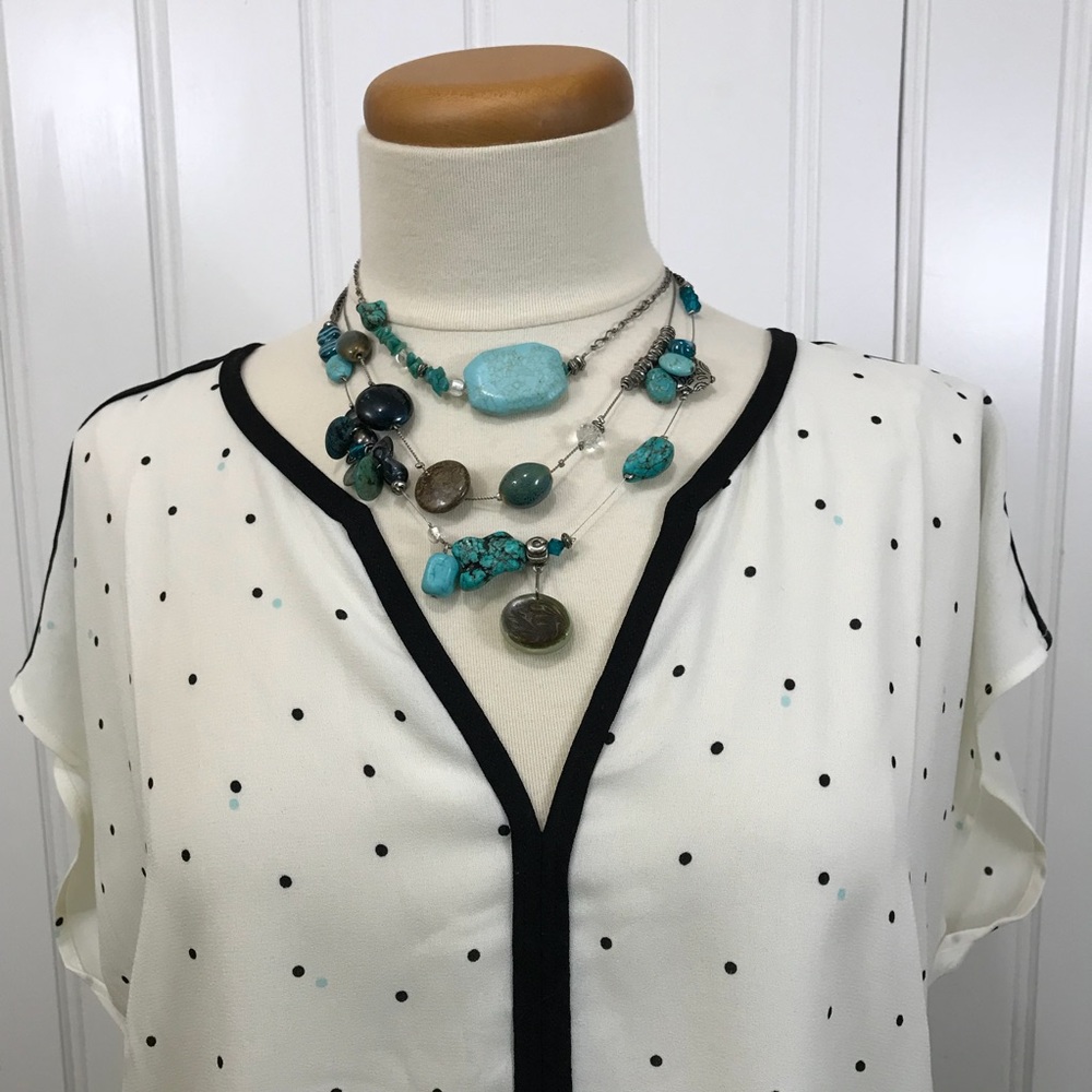 L.L. Bean signature polka dot blouse size large